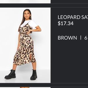 Leopard print satin midi dress